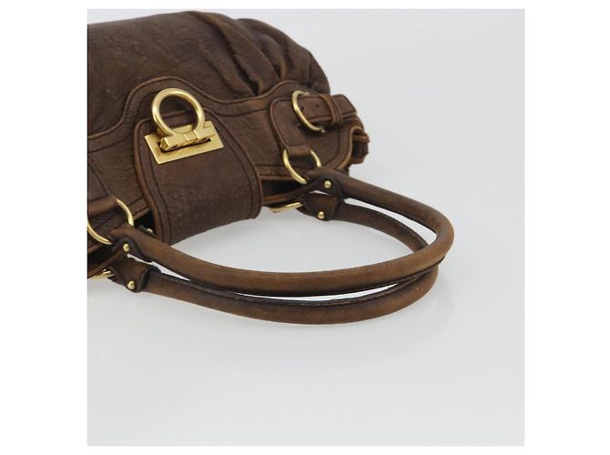 Borsa Salvatore Ferragamo Gancini in pelle marrone oro Auth 193788 D'oro - vista 7