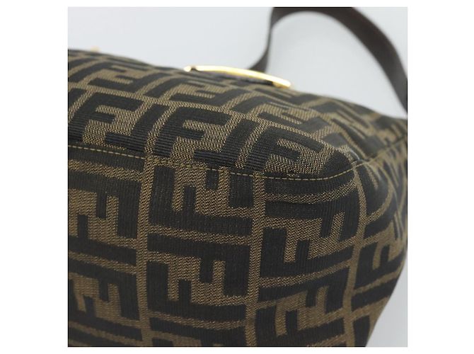 FENDI Zucca Canvas Mamma Baguette Borsa a Spalla Marrone Nero Auth 194939V - vista 10