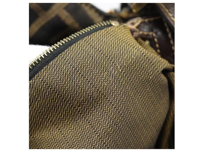 FENDI Zucca Canvas Mamma Baguette Borsa a Spalla Marrone Nero Auth 194939V - vista 21