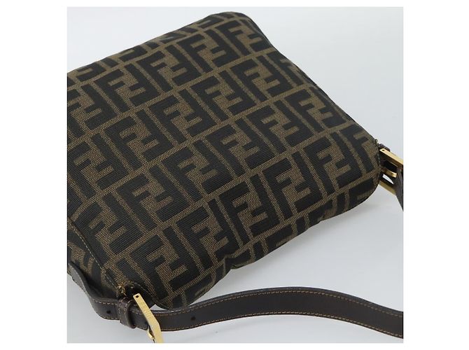 FENDI Zucca Canvas Mamma Baguette Borsa a Spalla Marrone Nero Auth 194939V - vista 6