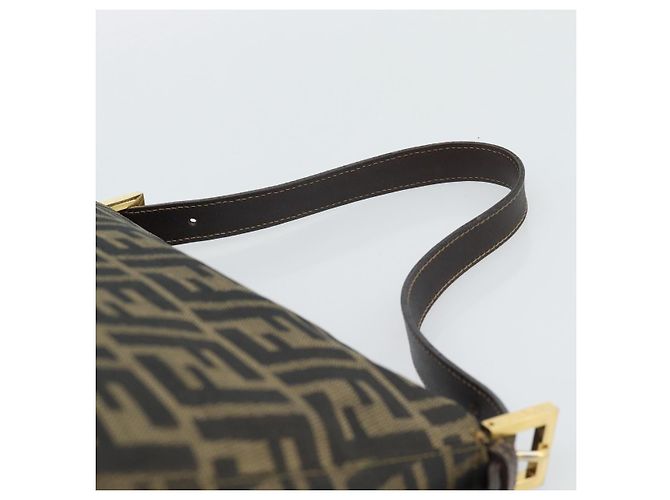 FENDI Zucca Canvas Mamma Baguette Borsa a Spalla Marrone Nero Auth 194939V - vista 8