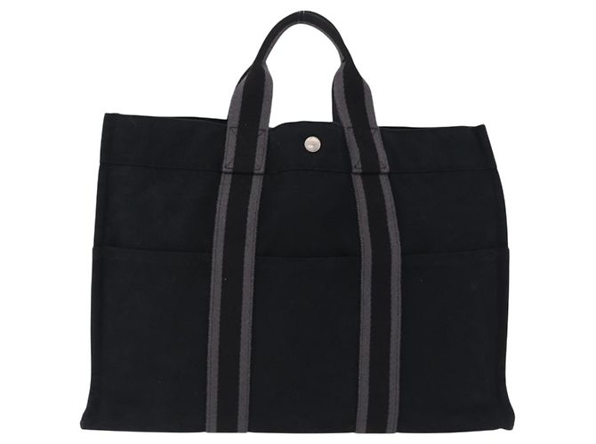 Hermès Borsa Fourre Tout HERMES MM Tela Nero Argento Autentica gh2247A - vista 3