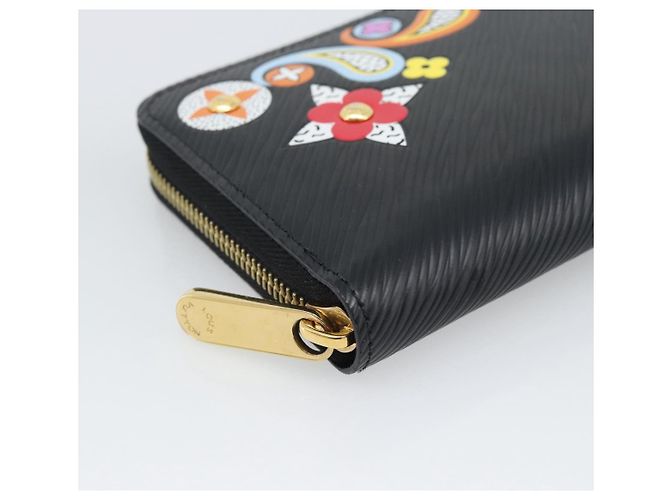 LOUIS VUITTON Epi Flower Zippy Wallet Cartera Larga Negra M62296 LV Auth 192465V Negro - vista 14