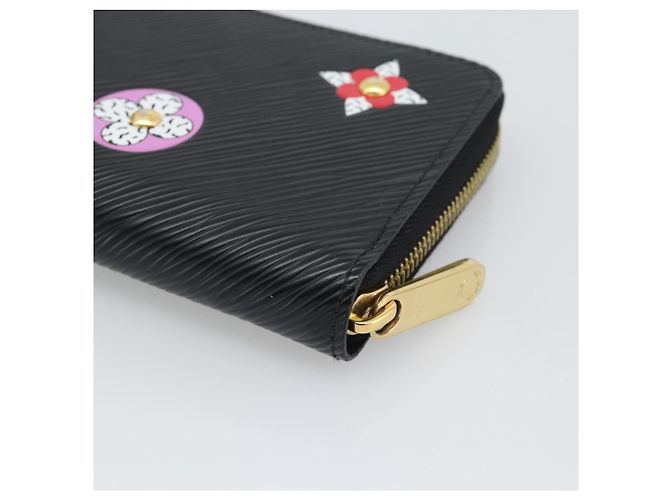 LOUIS VUITTON Epi Flower Zippy Wallet Cartera Larga Negra M62296 LV Auth 192465V Negro - vista 15
