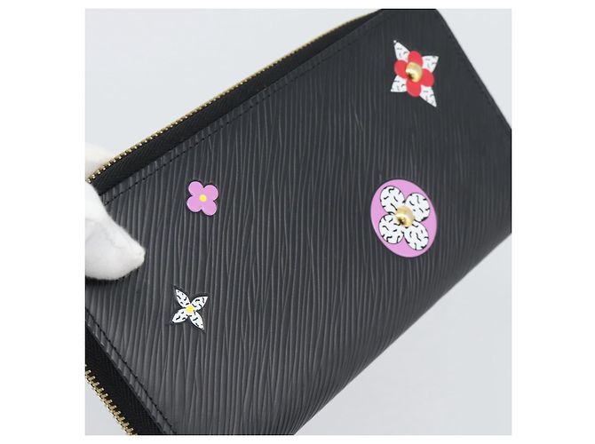 LOUIS VUITTON Epi Flower Zippy Wallet Cartera Larga Negra M62296 LV Auth 192465V Negro - vista 18