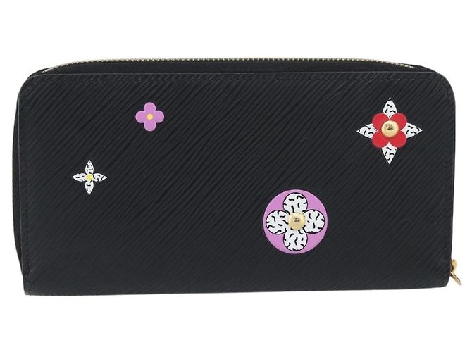 LOUIS VUITTON Epi Flower Zippy Wallet Cartera Larga Negra M62296 LV Auth 192465V Negro - vista 2