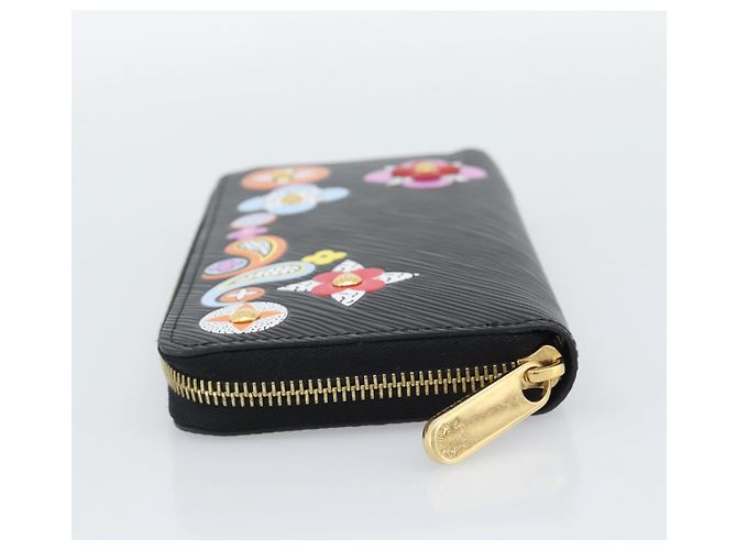 LOUIS VUITTON Epi Flower Zippy Wallet Cartera Larga Negra M62296 LV Auth 192465V Negro - vista 3