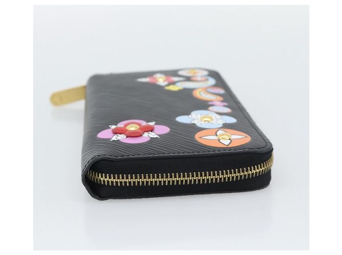 LOUIS VUITTON Epi Flower Zippy Wallet Cartera Larga Negra M62296 LV Auth 192465V Negro - vista 4