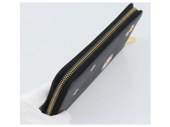 LOUIS VUITTON Epi Flower Zippy Wallet Cartera Larga Negra M62296 LV Auth 192465V Negro - vista 5