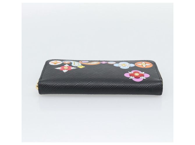 LOUIS VUITTON Epi Flower Zippy Wallet Cartera Larga Negra M62296 LV Auth 192465V Negro - vista 6