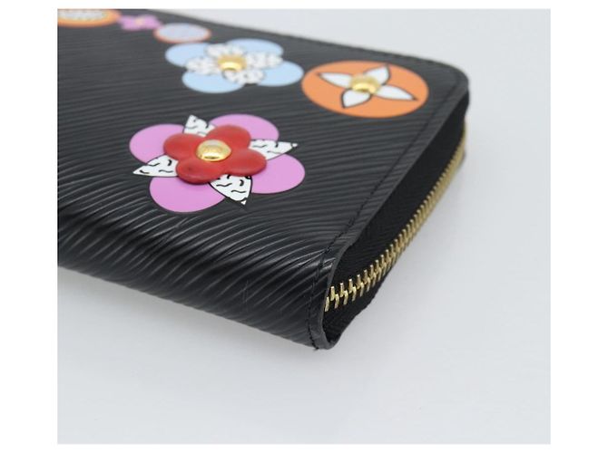 LOUIS VUITTON Epi Flower Zippy Wallet Cartera Larga Negra M62296 LV Auth 192465V Negro - vista 7
