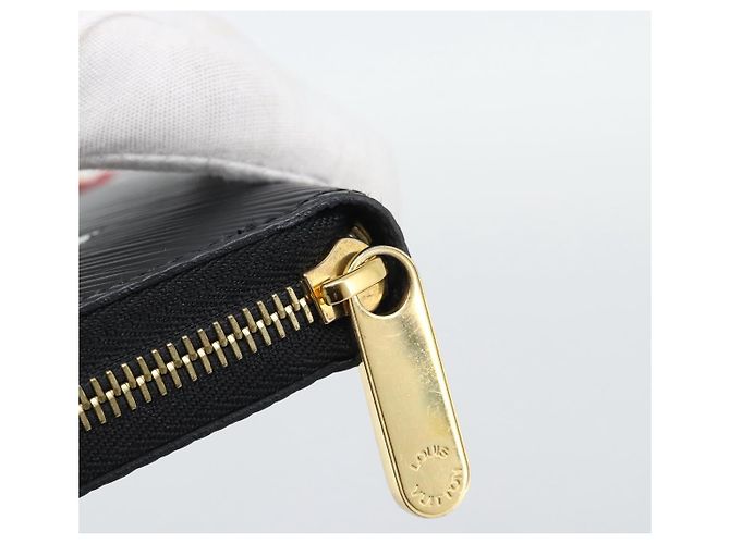 LOUIS VUITTON Epi Flower Zippy Wallet Cartera Larga Negra M62296 LV Auth 192465V Negro - vista 8