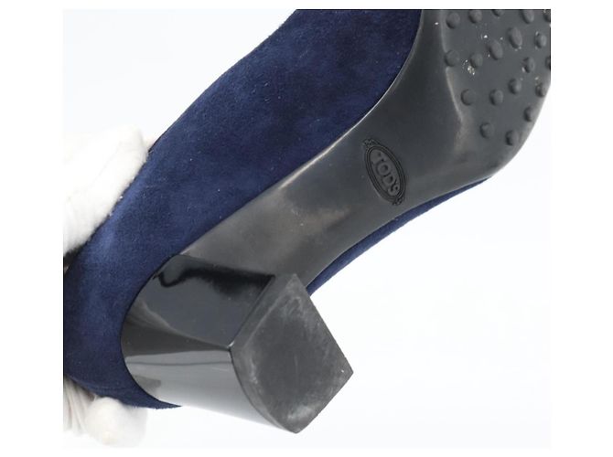 Décolleté TOD'S Suede 37 Navy Gold Auth 193711M D'oro Blu navy - vista 10