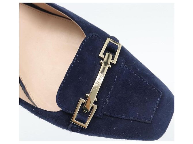 Décolleté TOD'S Suede 37 Navy Gold Auth 193711M D'oro Blu navy - vista 11