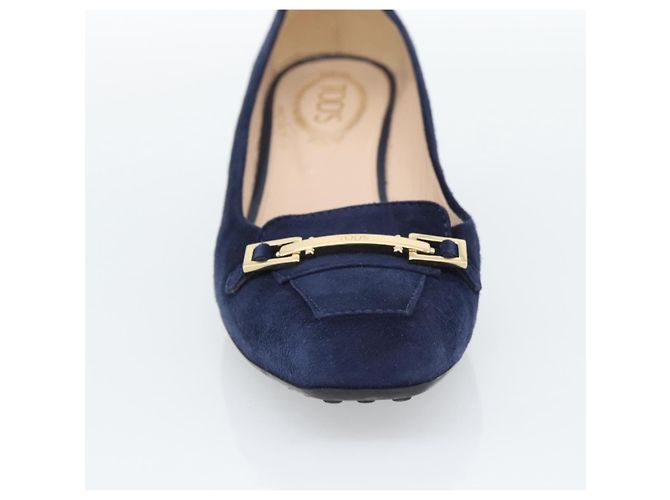 Décolleté TOD'S Suede 37 Navy Gold Auth 193711M D'oro Blu navy - vista 16