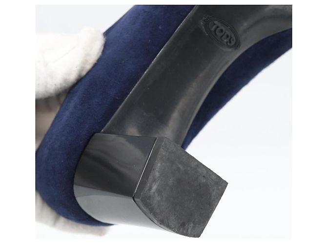 Décolleté TOD'S Suede 37 Navy Gold Auth 193711M D'oro Blu navy - vista 20