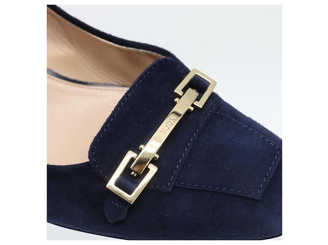 Décolleté TOD'S Suede 37 Navy Gold Auth 193711M D'oro Blu navy - vista 21