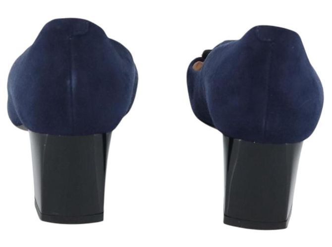 Décolleté TOD'S Suede 37 Navy Gold Auth 193711M D'oro Blu navy - vista 3