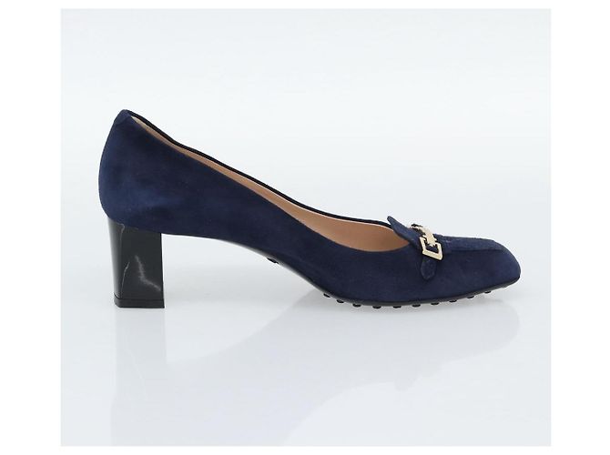 Décolleté TOD'S Suede 37 Navy Gold Auth 193711M D'oro Blu navy - vista 4