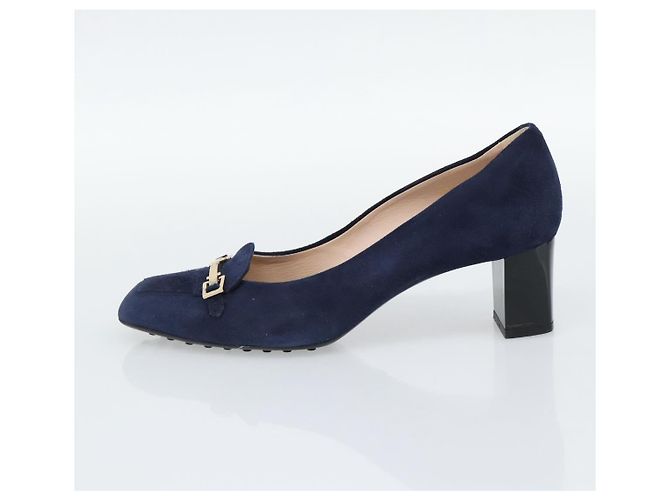 Décolleté TOD'S Suede 37 Navy Gold Auth 193711M D'oro Blu navy - vista 5