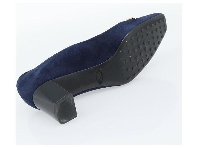 Décolleté TOD'S Suede 37 Navy Gold Auth 193711M D'oro Blu navy - vista 8