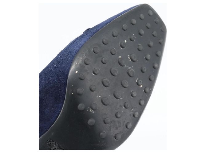 Décolleté TOD'S Suede 37 Navy Gold Auth 193711M D'oro Blu navy - vista 9