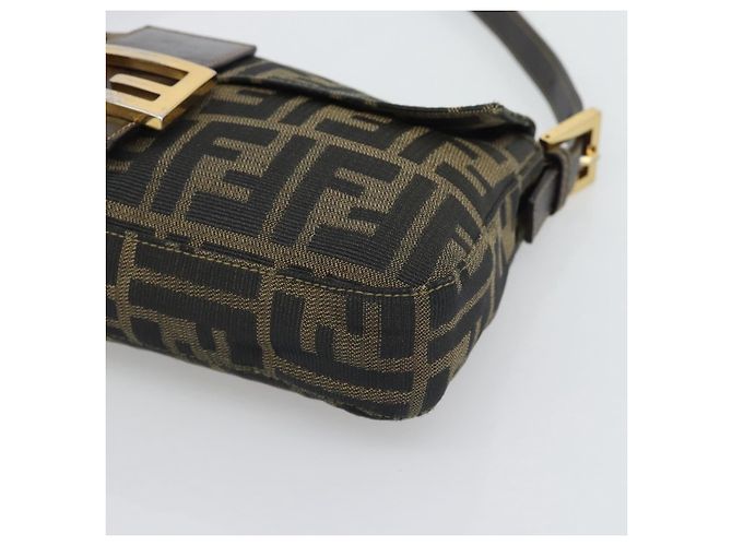 FENDI Zucca Canvas Mamma Baguette Borsa a Spalla Marrone Nero Auth 195009M - vista 10