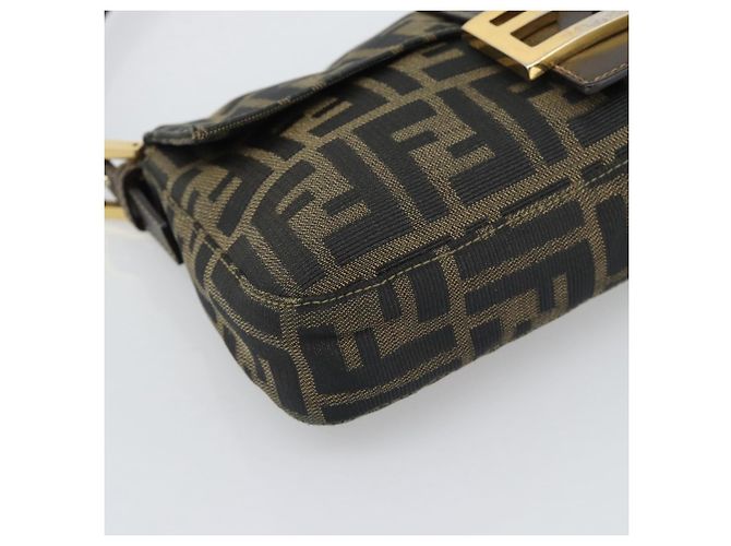 FENDI Zucca Canvas Mamma Baguette Borsa a Spalla Marrone Nero Auth 195009M - vista 11