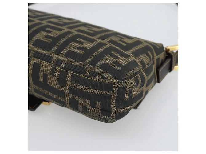 FENDI Zucca Canvas Mamma Baguette Borsa a Spalla Marrone Nero Auth 195009M - vista 12