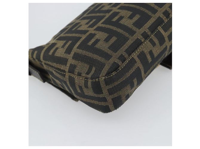 FENDI Zucca Canvas Mamma Baguette Borsa a Spalla Marrone Nero Auth 195009M - vista 13