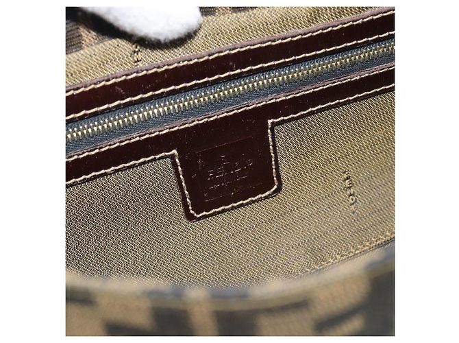 FENDI Zucca Canvas Mamma Baguette Borsa a Spalla Marrone Nero Auth 195009M - vista 15