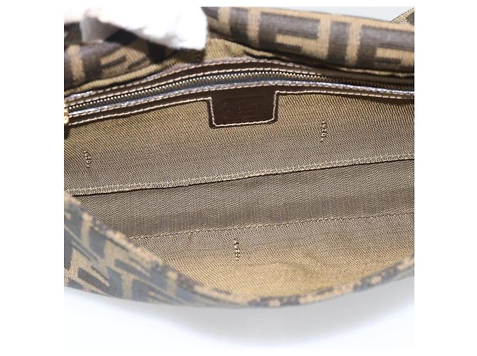 FENDI Zucca Canvas Mamma Baguette Borsa a Spalla Marrone Nero Auth 195009M - vista 16