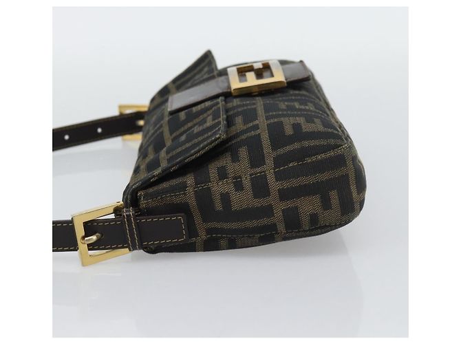 FENDI Zucca Canvas Mamma Baguette Borsa a Spalla Marrone Nero Auth 195009M - vista 4
