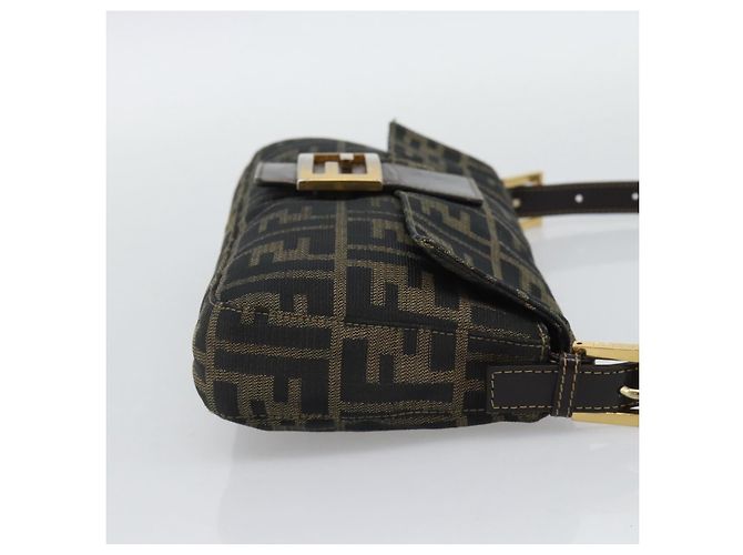 FENDI Zucca Canvas Mamma Baguette Borsa a Spalla Marrone Nero Auth 195009M - vista 5