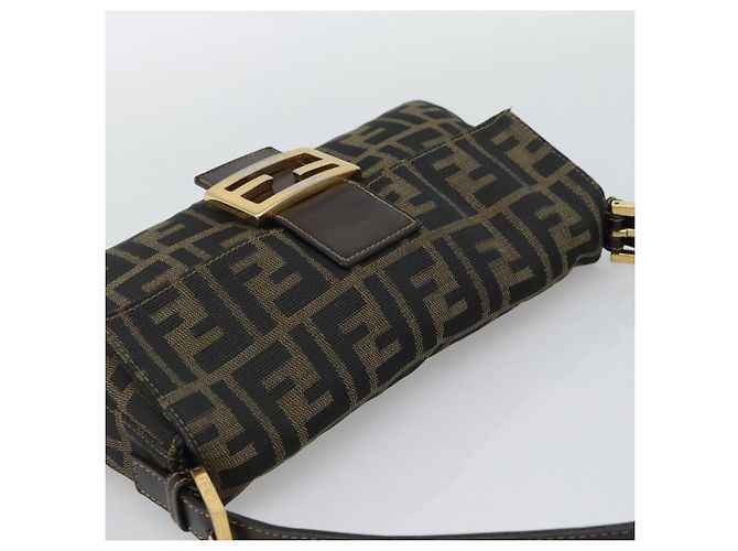 FENDI Zucca Canvas Mamma Baguette Borsa a Spalla Marrone Nero Auth 195009M - vista 6