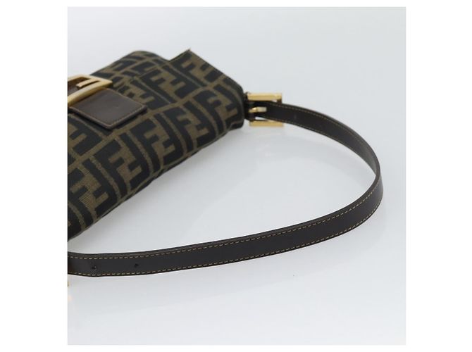FENDI Zucca Canvas Mamma Baguette Borsa a Spalla Marrone Nero Auth 195009M - vista 7