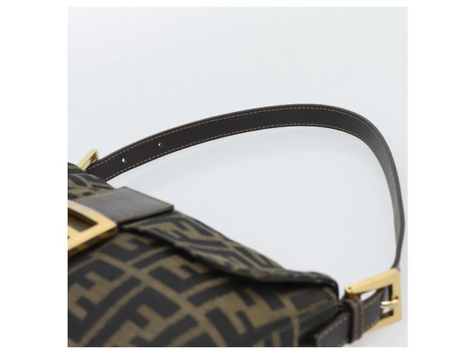 FENDI Zucca Canvas Mamma Baguette Borsa a Spalla Marrone Nero Auth 195009M - vista 8