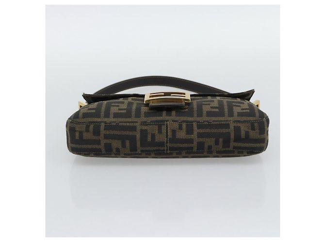 FENDI Zucca Canvas Mamma Baguette Borsa a Spalla Marrone Nero Auth 195009M - vista 9