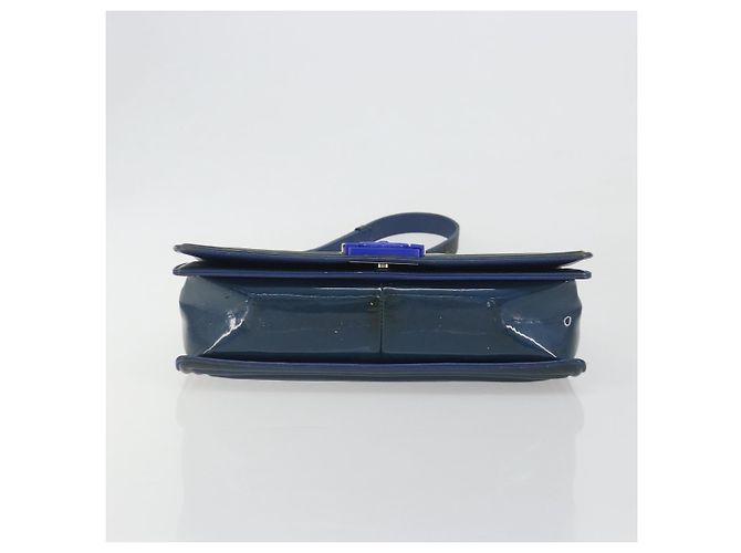 CHANEL Matelasse Boy Chanel Chain Bag Patent Leather Blue Silver CC Auth 193914 Plata Azul - vista 9
