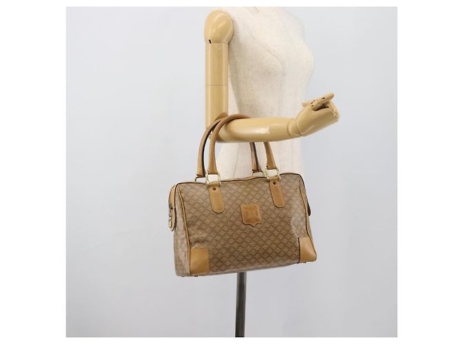 Céline Borsa CELINE Macadam in PVC e pelle Beige con finiture dorate Auth gh2301 - vista 22