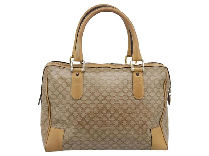 Céline Borsa CELINE Macadam in PVC e pelle Beige con finiture dorate Auth gh2301 - vista 3