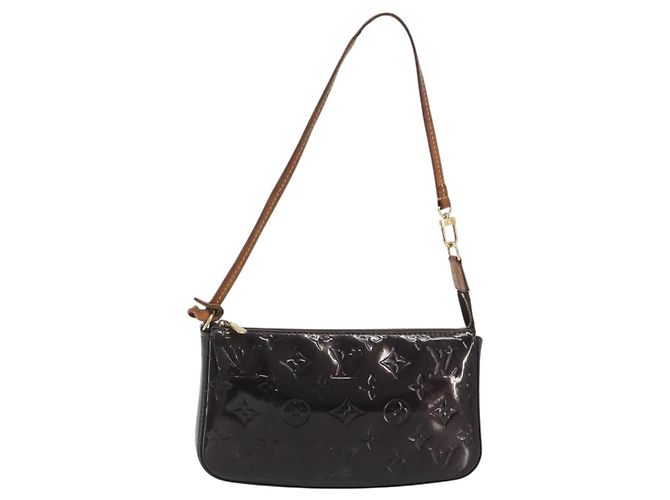 LOUIS VUITTON Monogram Vernis Pochette Pouch Amarante M91576 LV Auth 191524 Bordò - vista 13