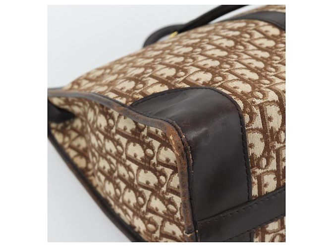 Borsa Boston Christian Dior Trotter Canvas Beige con finiture in tono oro Auth gh2311 - vista 13