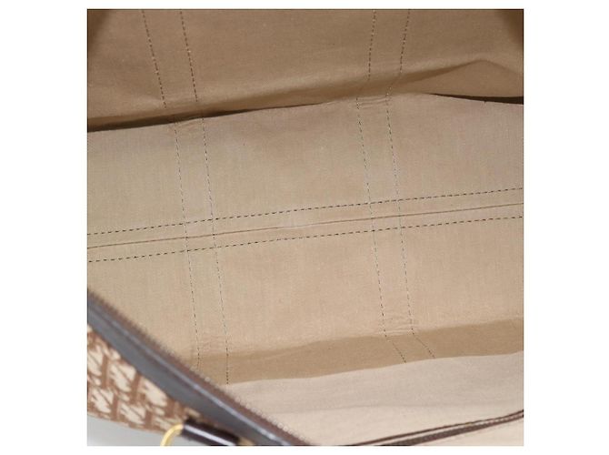Borsa Boston Christian Dior Trotter Canvas Beige con finiture in tono oro Auth gh2311 - vista 15