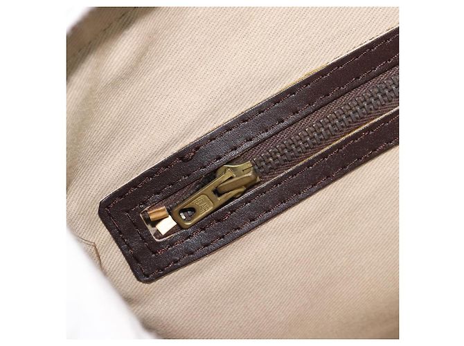 Borsa Boston Christian Dior Trotter Canvas Beige con finiture in tono oro Auth gh2311 - vista 18