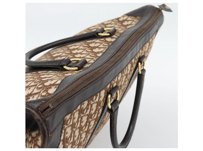 Borsa Boston Christian Dior Trotter Canvas Beige con finiture in tono oro Auth gh2311 - vista 6