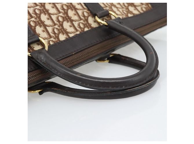 Borsa Boston Christian Dior Trotter Canvas Beige con finiture in tono oro Auth gh2311 - vista 7