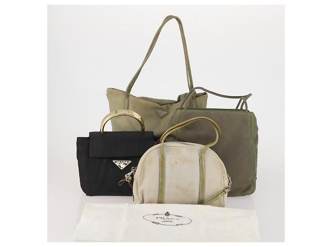 Borsa a Spalla PRADA Nylon Canvas 2way 4 Set Rosso Nero Auth bs36350 - vista 27