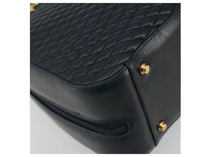 Borsa BALLY in pelle blu navy e oro Auth bs36607 D'oro - vista 11