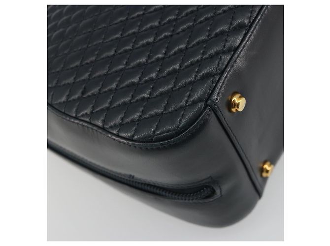 Borsa BALLY in pelle blu navy e oro Auth bs36607 D'oro - vista 13